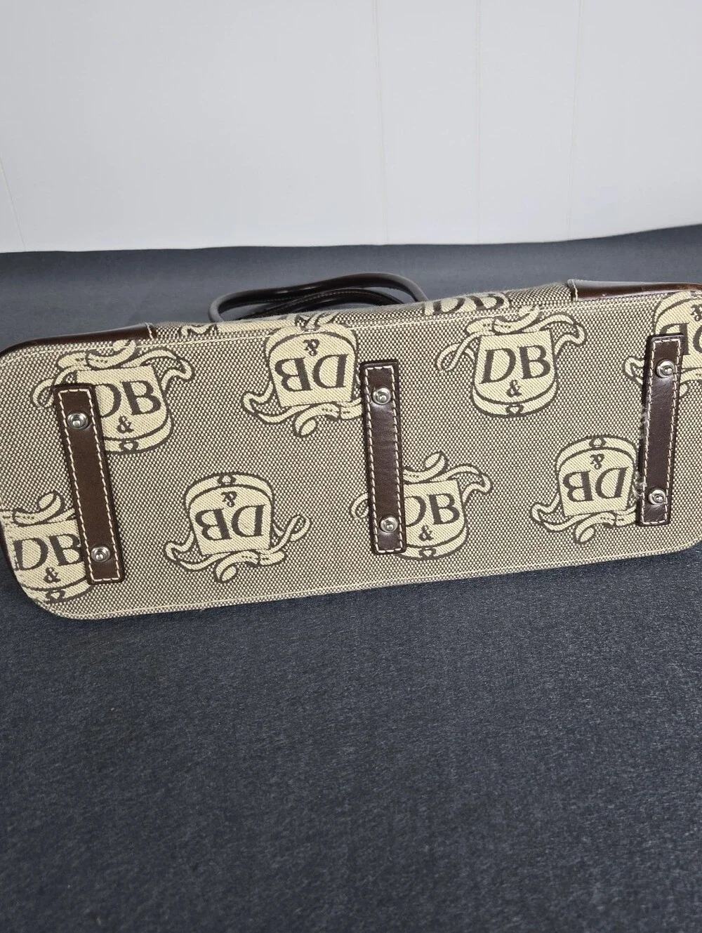 Dooney & Bourke Brown and Tan DB Logo Satchel